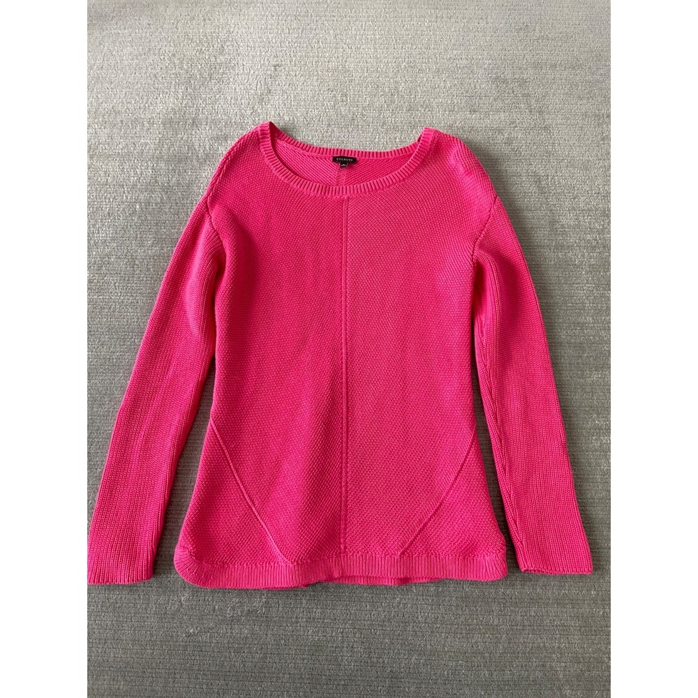 Talbots Sweater Women M Hot Pink Knit Tunic Ribbed Spring Minimalist Classic